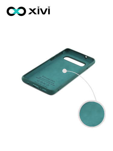 Накладка задняя Xivi для SAMSUNG  Galaxy S10, Silicon Case, силикон, матовая, №46, цвет изумрудный 2