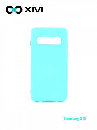 Накладка задняя Xivi для SAMSUNG  Galaxy S10, Silicon Case, силикон, матовая, №8, цвет голубой 1