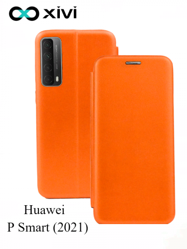 Чехол-книжка Xivi для HUAWEI P Smart (2021), Fashion Case, на магните, экокожа, цвет оранжевый 6