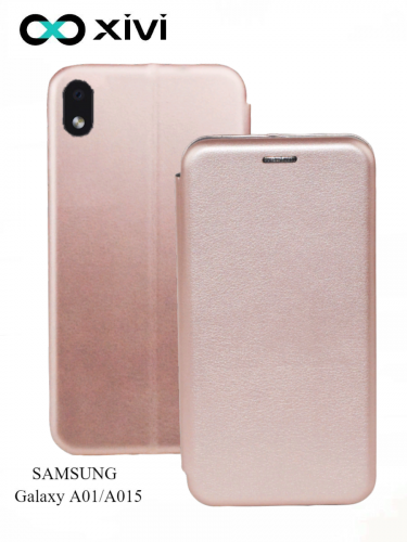 Чехол-книжка Xivi для SAMSUNG Galaxy A01A015, Fashion Case, на магните, экокожа, цвет розовое золото 1