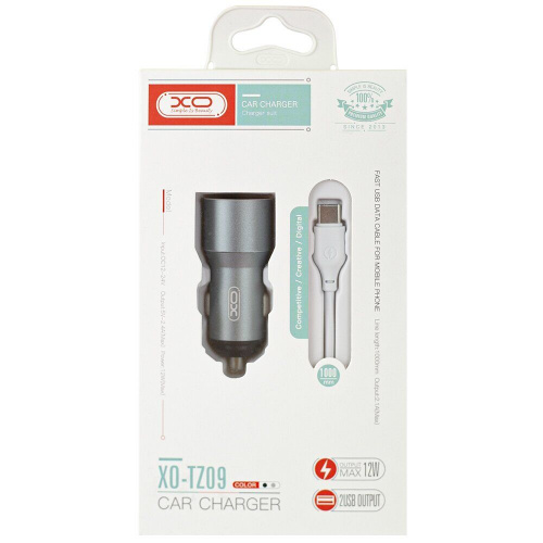 azu-xo-tz09-2.4a-2-usb-type-c-grey-70476192297353