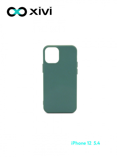 Накладка задняя Xivi для APPLE iPhone 12 5.4, Silicon Case, силикон, матовая, №46, цвет изумрудный 1
