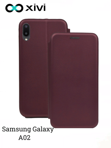 Чехол-книжка Xivi для SAMSUNG Galaxy A02, Fashion Case, на магните, экокожа, цвет винный 1