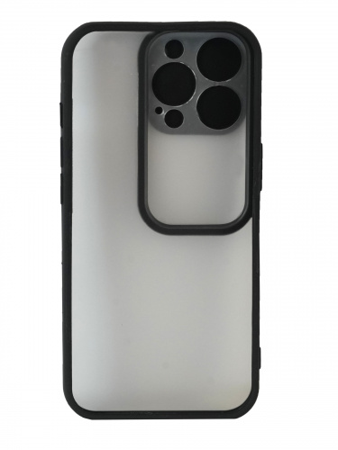 Накладка задняя для iPhone 13 Pro, защита камеры(раздвижное окно), матовая, цветные края, черный