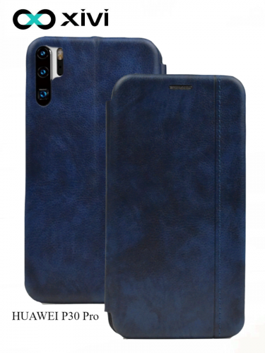 Чехол-книжка Xivi для HUAWEI P30 Pro, Premium, вертикальный шов, на магните, экокожа, цвет темно-синий 1