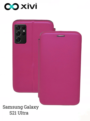 Чехол-книжка Xivi для SAMSUNG  Galaxy S21 ULTRA, Fashion Case, на магните, экокожа, цвет розовый 1
