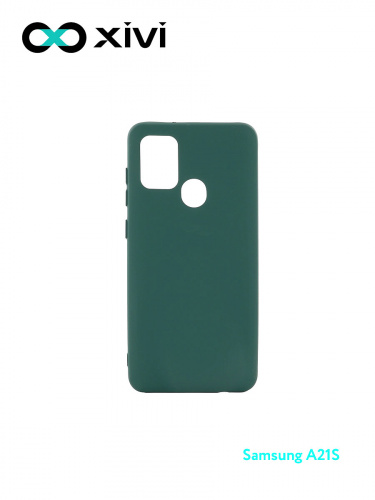 Накладка задняя Xivi для SAMSUNG Galaxy A21S, Silicon Case, силикон, матовая, №46, цвет изумрудный 1