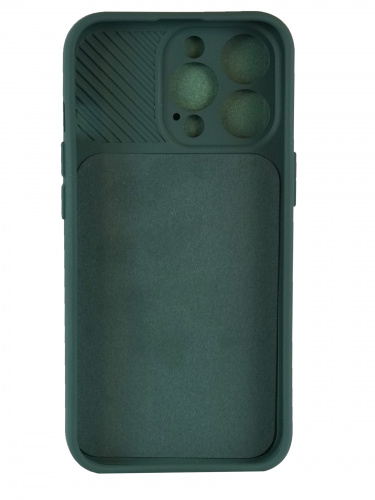 Накладка задняя для iPhone 13 Pro Max, бархат, защита камеры, раздвижное окно, хаки