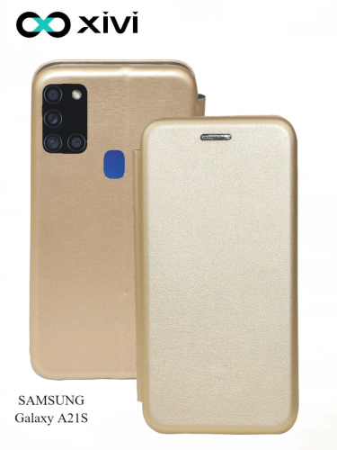 Чехол-книжка Xivi для SAMSUNG  Galaxy A21S, Fashion Case, на магните, экокожа, цвет золотой 1