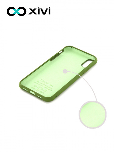 Накладка задняя Xivi для APPLE iPhone X XS, Silicon Case, силикон, матовая, №57, цвет зелёный 2