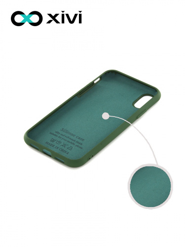 Накладка задняя Xivi для APPLE iPhone X XS, Silicon Case, силикон, матовая, №59, цвет темно-зеленый 2
