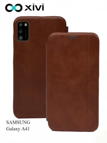 Чехол-книжка Xivi для SAMSUNG Galaxy A41, Premium, вертикальный шов, на магните, экокожа, цвет светло-коричневый 1