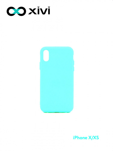Накладка задняя Xivi для APPLE iPhone X XS, Silicon Case, силикон, матовая, №8, цвет голубой 1
