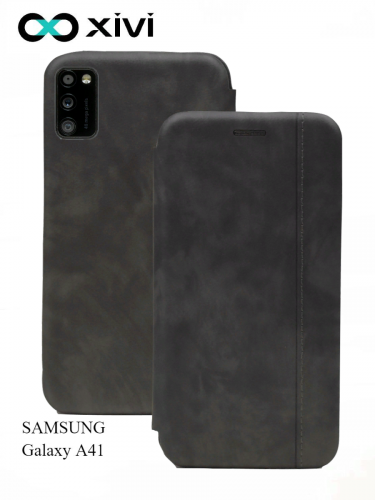 Чехол-книжка Xivi для SAMSUNG Galaxy A41, Premium, вертикальный шов, на магните, экокожа, цвет серый 1