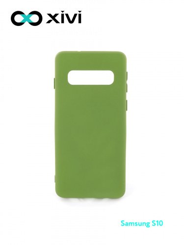 Накладка задняя Xivi для SAMSUNG  Galaxy S10, Silicon Case, силикон, матовая, №57, цвет зелёный 1