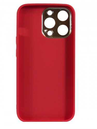 Накладка задняя для iPhone 13 Pro Max, силикон, защита камеры, имитация кожи, красный