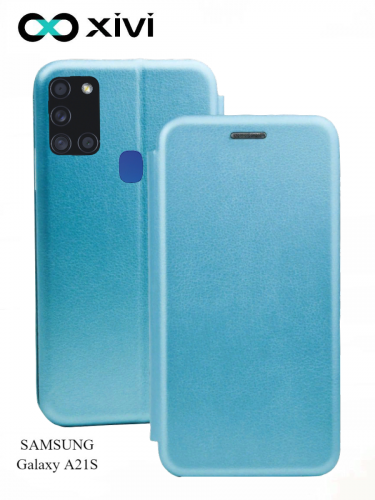 Чехол-книжка Xivi для SAMSUNG  Galaxy A21S, Fashion Case, на магните, экокожа, цвет голубой 1