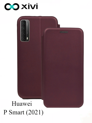 Чехол-книжка Xivi для HUAWEI P Smart (2021), Fashion Case, на магните, экокожа, цвет винный 6