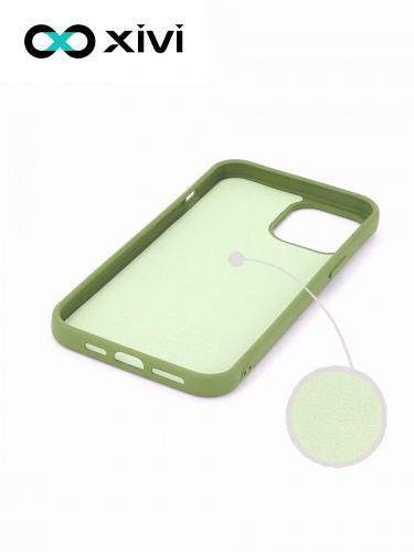Накладка задняя Xivi для APPLE iPhone 12 6.7, Silicon Case, силикон, матовая, №57, цвет зелёный 2