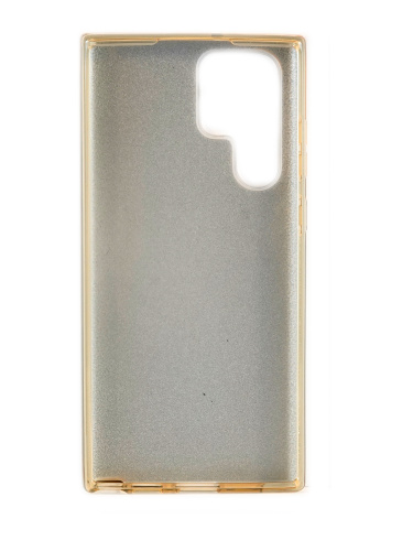 Накладка задняя для SAMSUNG Galaxy S22 Ultra, силикон, блёстки, цвет: золотой