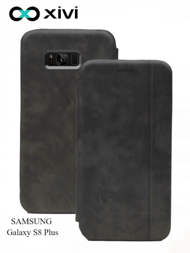 Чехол-книжка Xivi для SAMSUNG Galaxy S8 Plus, Premium, вертикальный шов, на магните, экокожа, цвет серый 1
