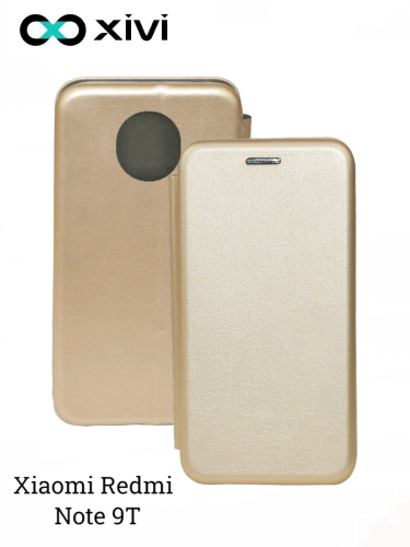 Чехол-книжка Xivi для XIAOMI REDMI NOTE 9T, Fashion Case, на магните, экокожа, цвет золотой 1