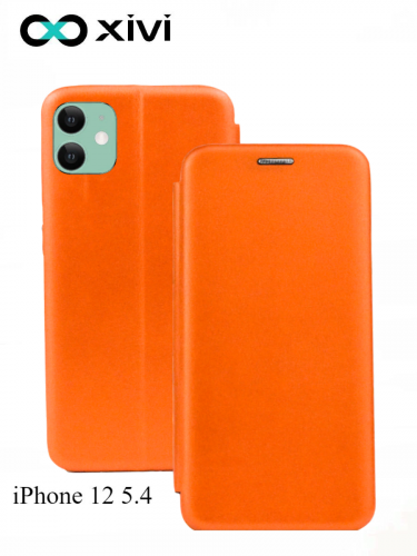 Чехол-книжка Xivi для APPLE iPhone 12 5.4, Fashion Case, на магните, экокожа, цвет оранжевый 1